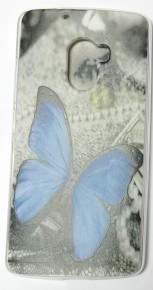 Силиконов гръб ТПУ за Lenovo A7010 / Vibe X3 lite сив със синя пеперуда